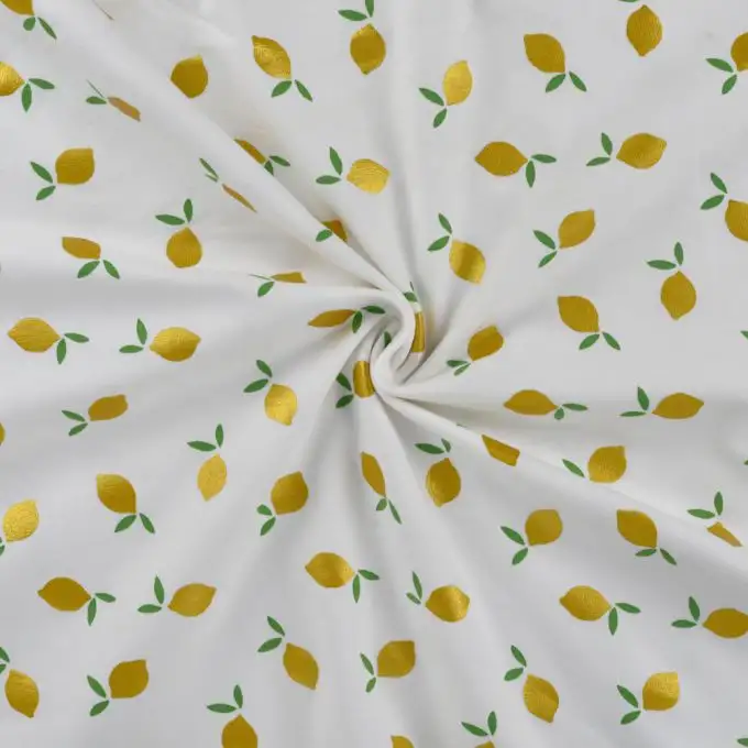 Maglia jersey cotone foil stampata limone ecru