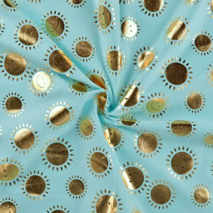 Maglia jersey cotone foil stampata sole blu