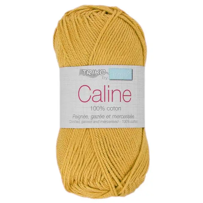 Palla filato per maglieria Caline 50g 100% cotone mercerizzato - Col. 108 Senape