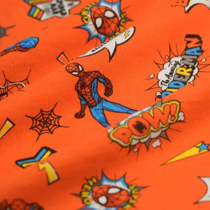 Tessuto jersey cotone Spiderman rosso