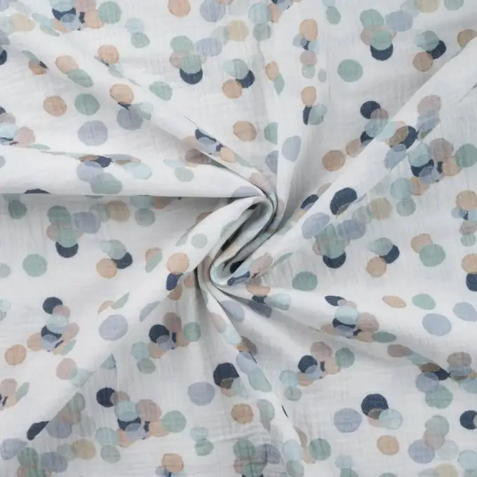 Tessuto doppio garza stampato multipois verde