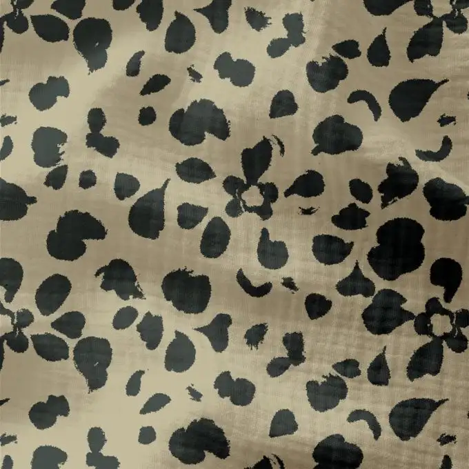 Tessuto doppio garza fiore leo beige