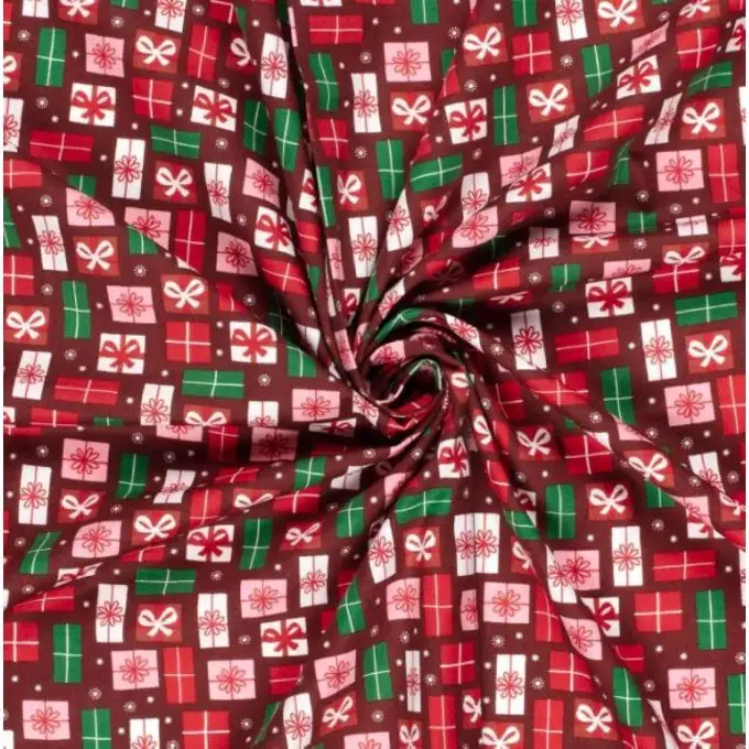 Tessuto cotone di Natale regali a gogo viola