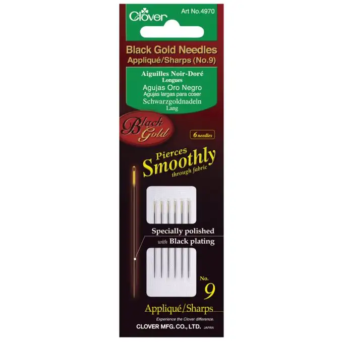 Ago applicato Sharps n° 9 oro e nero x6 - Clover