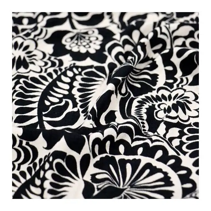 Tessuto crepe di viscosa Twilight nero e bianco origine Francia - My Dress Made