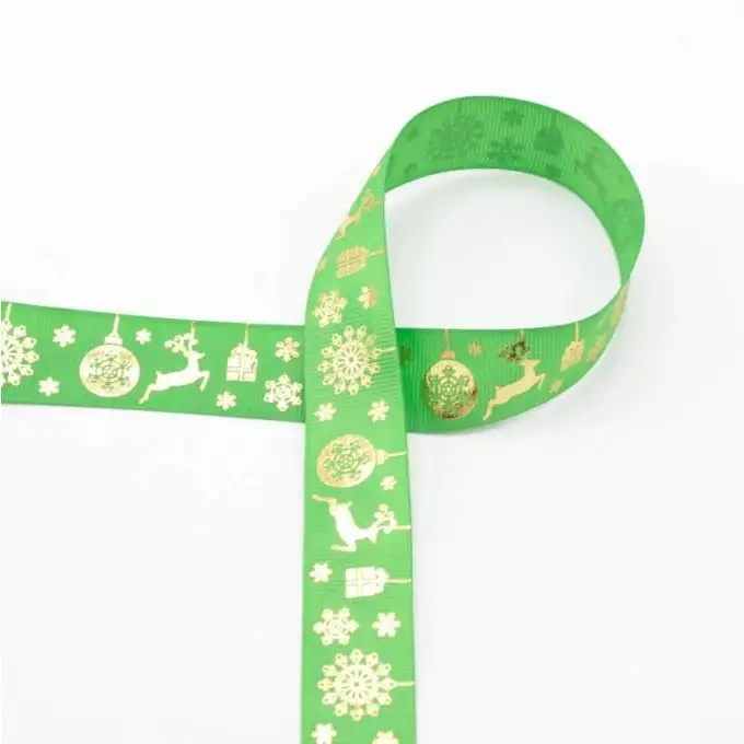 Nastro di Natale dorato e verde 25mm