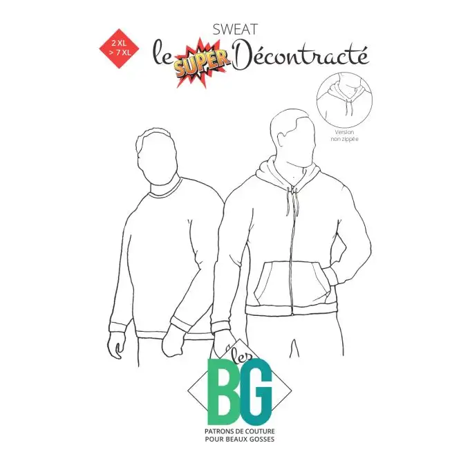 Felpa uomo super casual taglie 2XL a 7XL Les BG