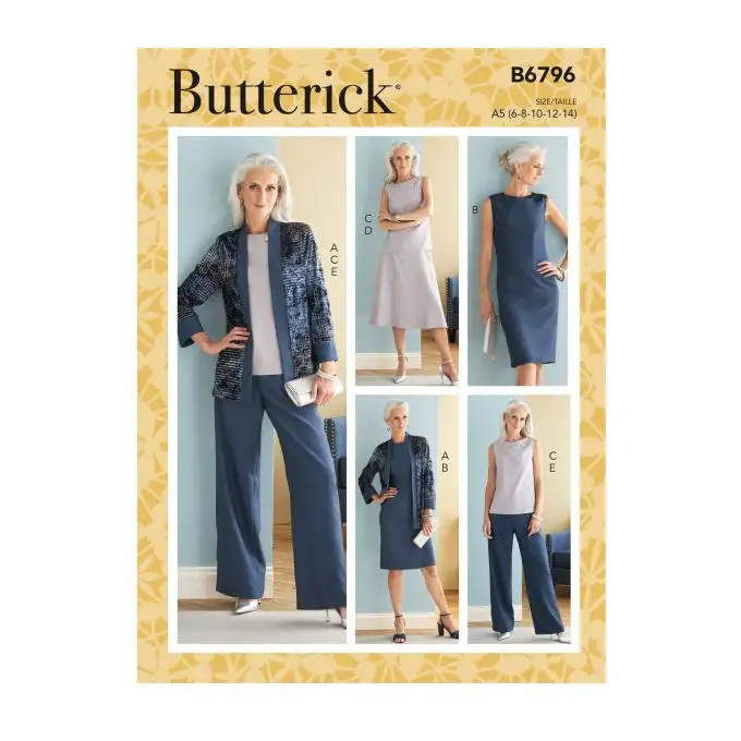 Modello Butterick B6796F5 Abito Giacca Pantalone Top Gonna Donna 44-52