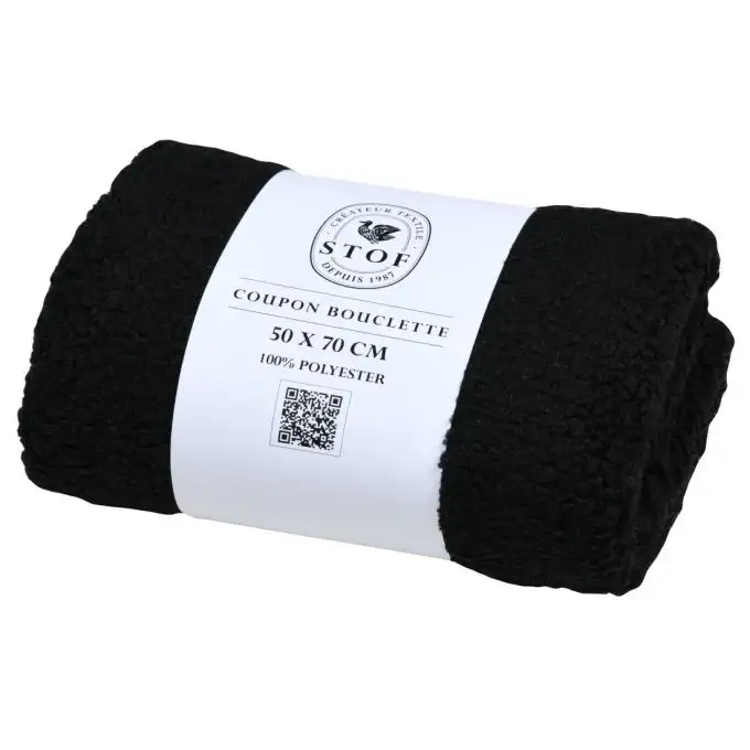 Taglio di tessuto bouclette nero 50 x 70 cm