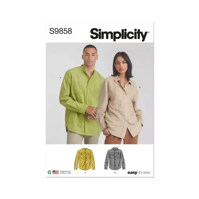 Modello Simplicity S9858.A Camicie unisex 34 a 52