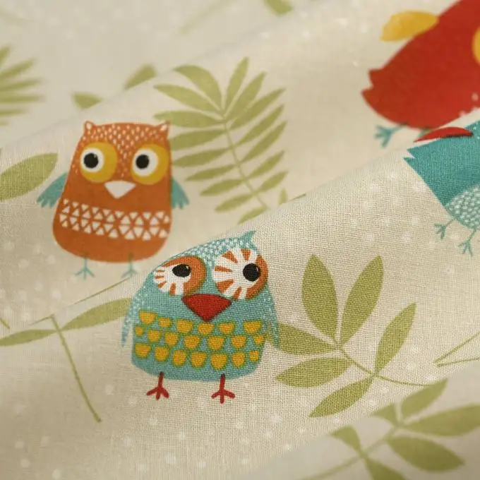 Tessuto cretonne Hibbs beige multicolore