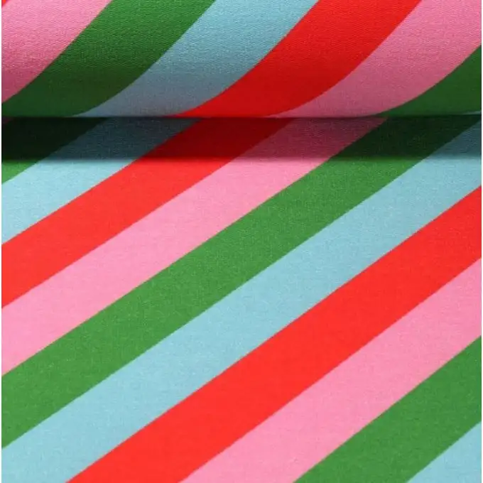 Maille french terry stampata righe diagonali multicolore - Albstoffe