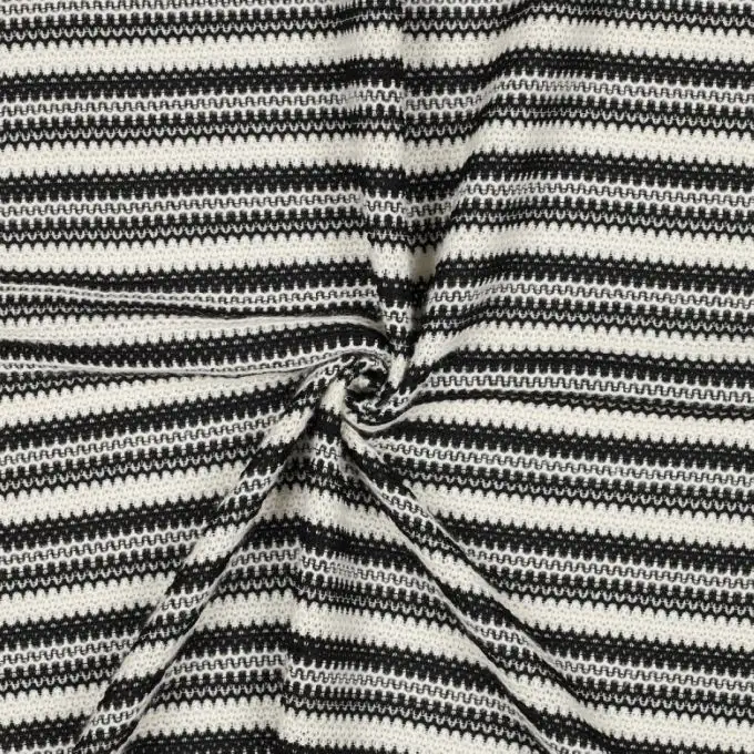 Tessuto a uncinetto righe nero e bianco - Poppy Fabrics