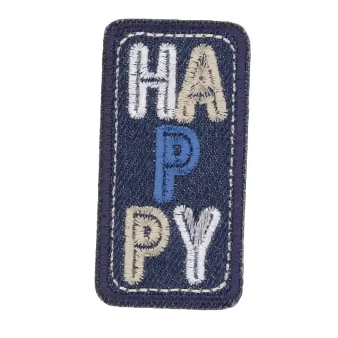 Ecusson denim ricamo happy