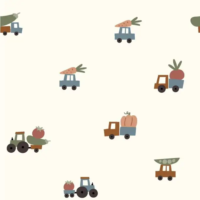 Maglia jersey cotone camion verdura bianca