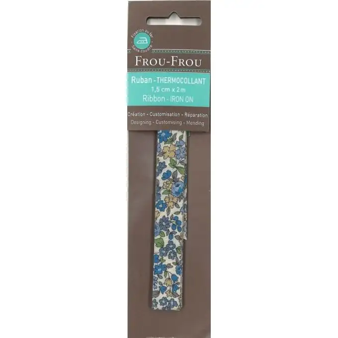 Nastro 1,5cm x 2m termoadesivo floreale blu