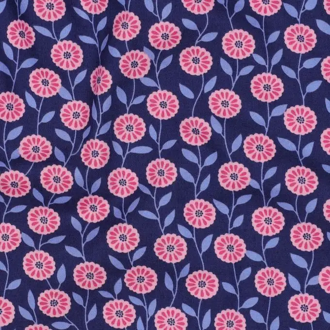 Tessuto popeline multicolore blu e rosa - Poppy Fabrics