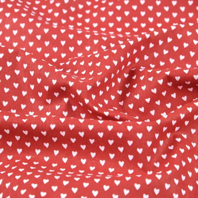 Tessuto cotone 52 fili stampato piccolo cuore rosso