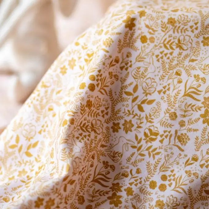 Tessuto satin di cotone Garenne ocra - Lise Tailor