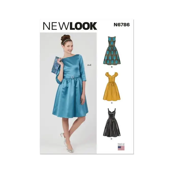 Modello New Look N°6786 abiti con cintura e borsa per giovani donne 34-44