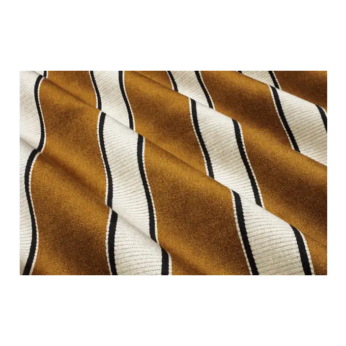 Tessuto Jacquard in Velluto a Righe Bronzo Bianco, Sedili e Tende