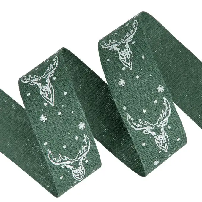 Nastro di Natale cervo verde 30 cm