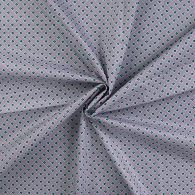 Tessuto cretonne fine con stampa fiori retro viola