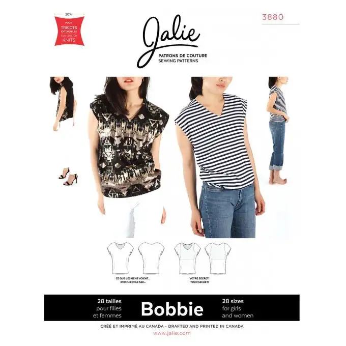 Cartamodello Jalie 3880 Bobbie top scollo a V bambino adulto