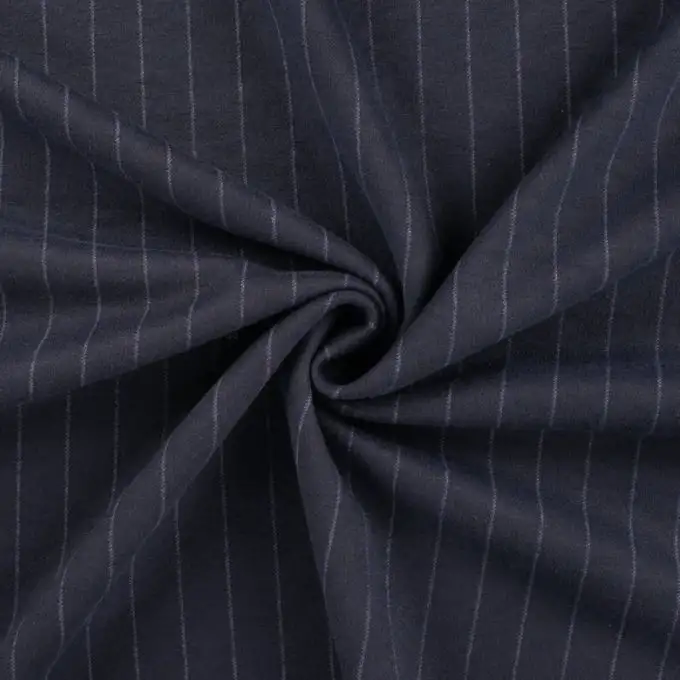 Tessuto poliestere stampato righe sottili blu navy