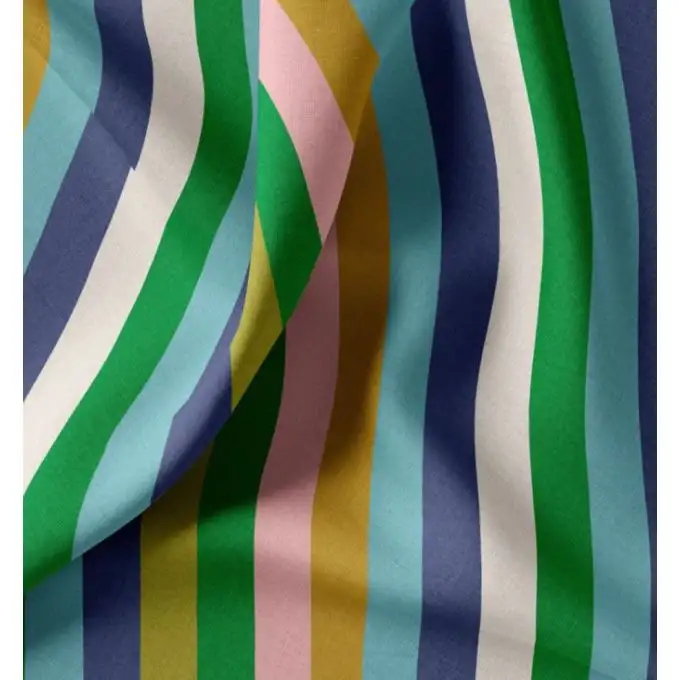 Tessuto cretonne stampato righe pop multicolore