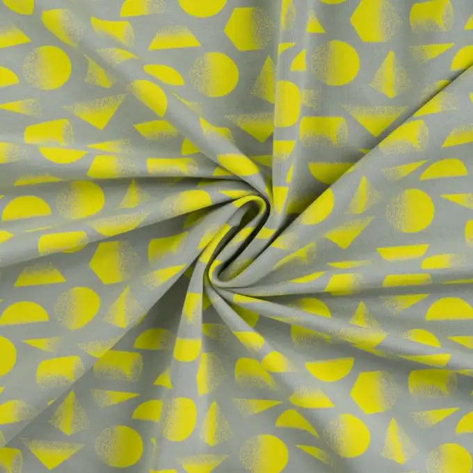 Maglia french terry stampata forma geo multi giallo