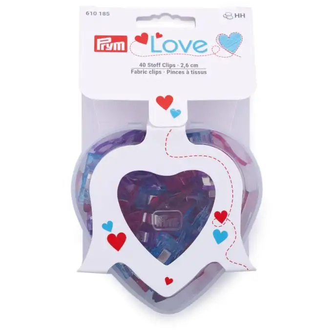 Pinze per tessuti 2,6 cm scatola cuore - prym love
