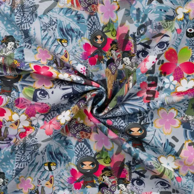 Maglione in felpa francese stampato digitale giapponese multicolore