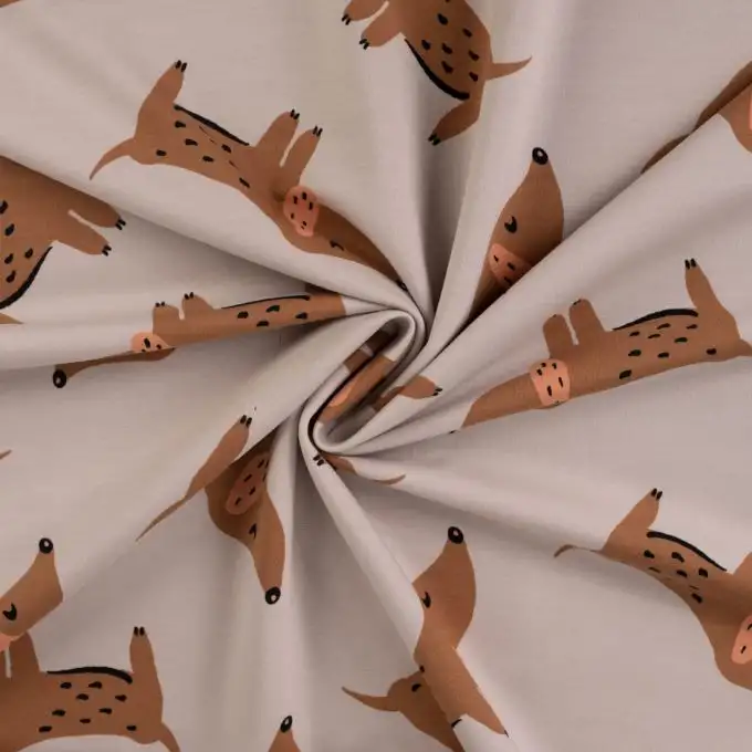 Maglione french terry stampato cane carino beige