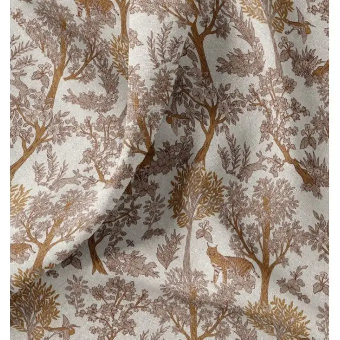 Tessuto mezza nappa effetto toile de jouy marrone