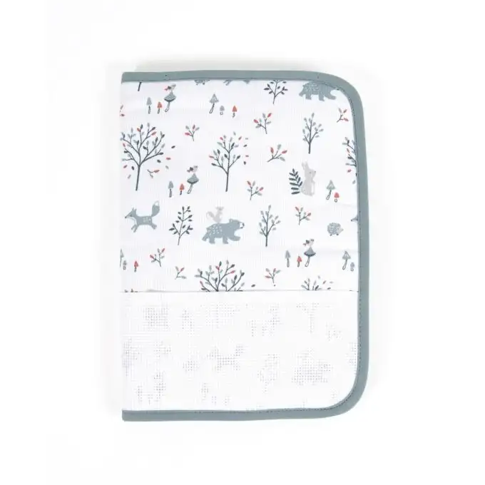 Copriquaderno salute foresta incantata blu grigio punto croce