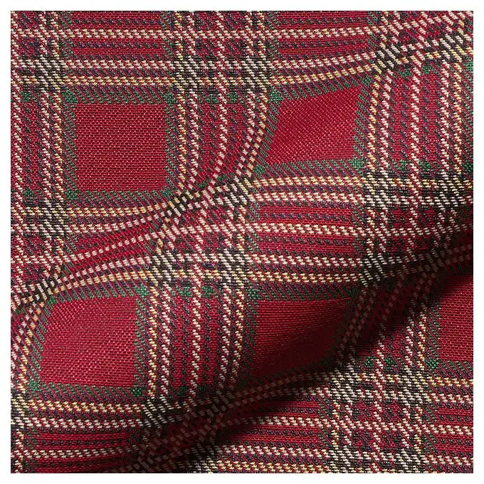 Tessuto natalizio jacquard gobelin rosso quadri tartan