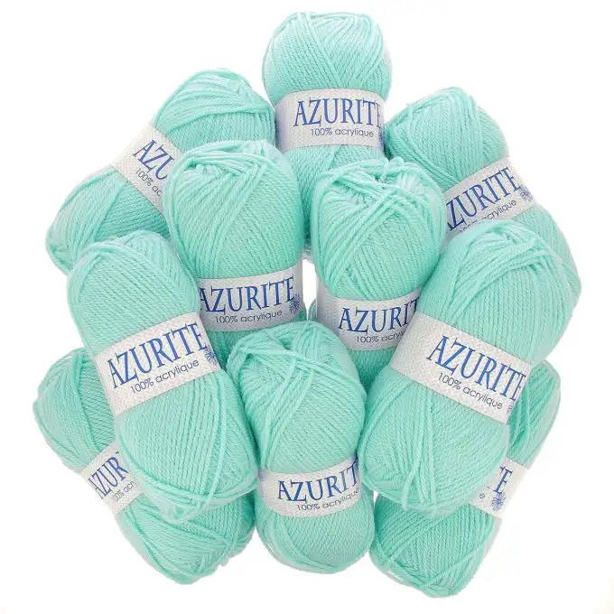 Set di 10 gomitoli di filato Azurite 50g 100% acrilico - Col. 3033 Menta