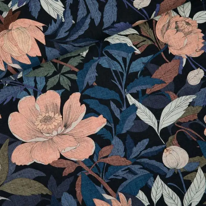 Tessuto in lino e viscosa Pasture Rose