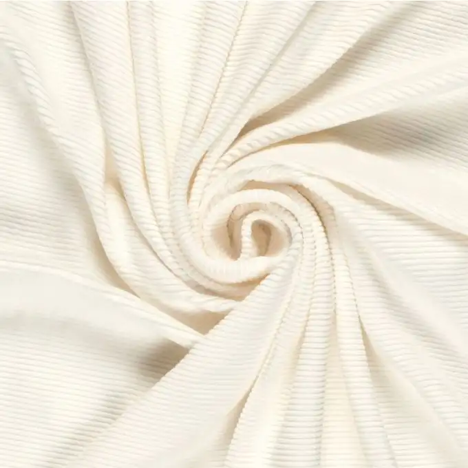 Maglia jersey vellutata a coste fine stretch cotone ecru