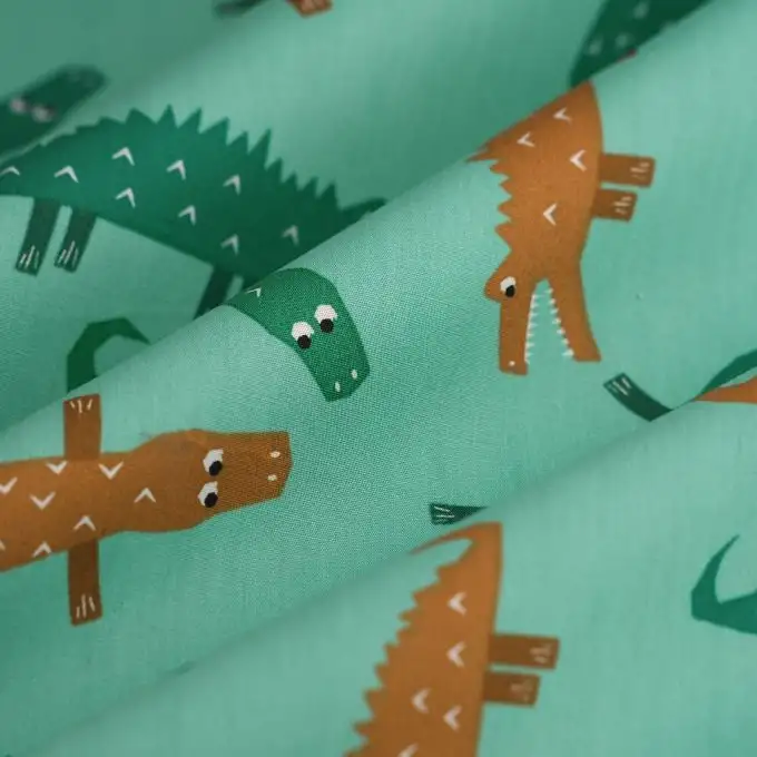 Tessuto popeline cotone croco marrone verde