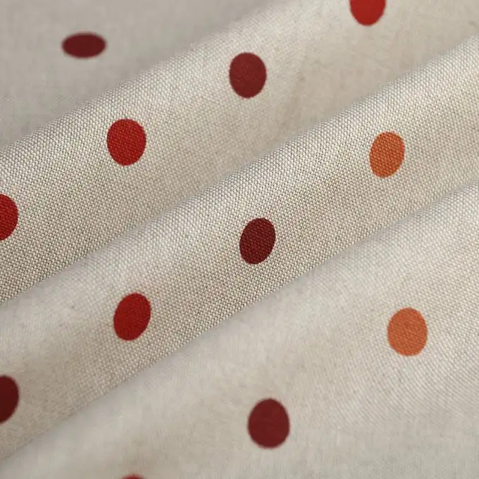 Tessuto bachette effetto lino pois rossi