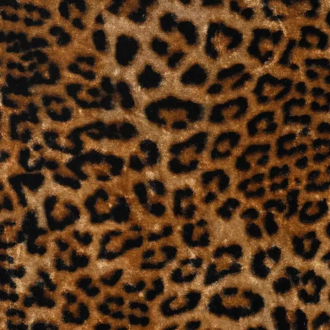 Tessuto velluto stampato leo marrone
