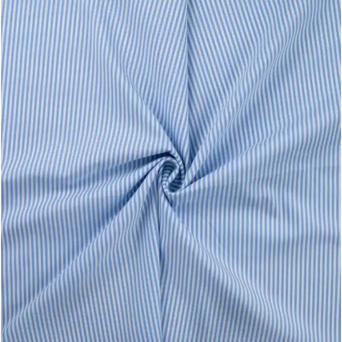 Tessuto cotone elasticizzato stampato righe sottili blu