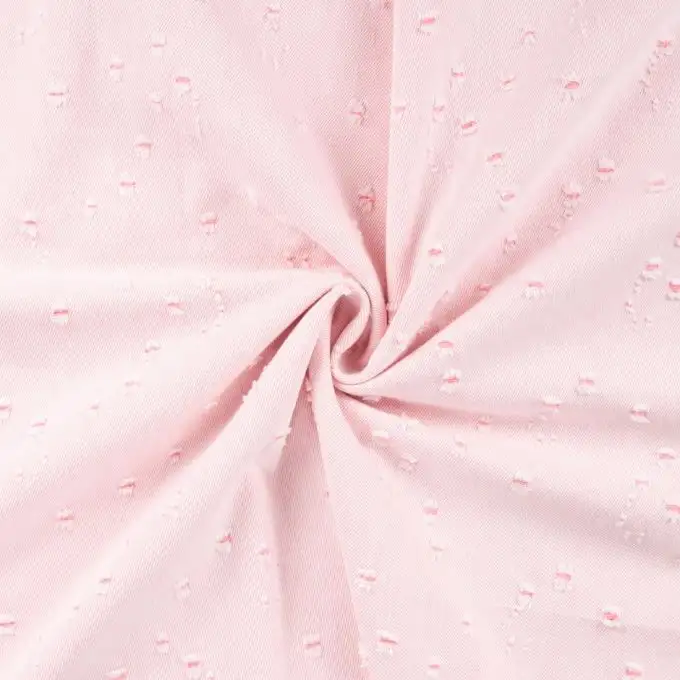 Tessuto denim elasticizzato stampato con foro leggero rosa