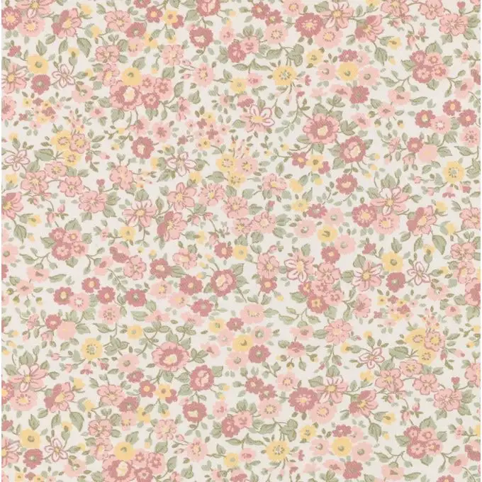 Tessuto twill fiori delicati rosa