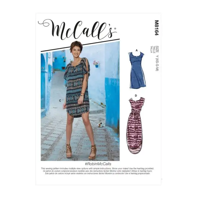 Modello McCall's 8164Y Abito ampio a variazioni 32-42
