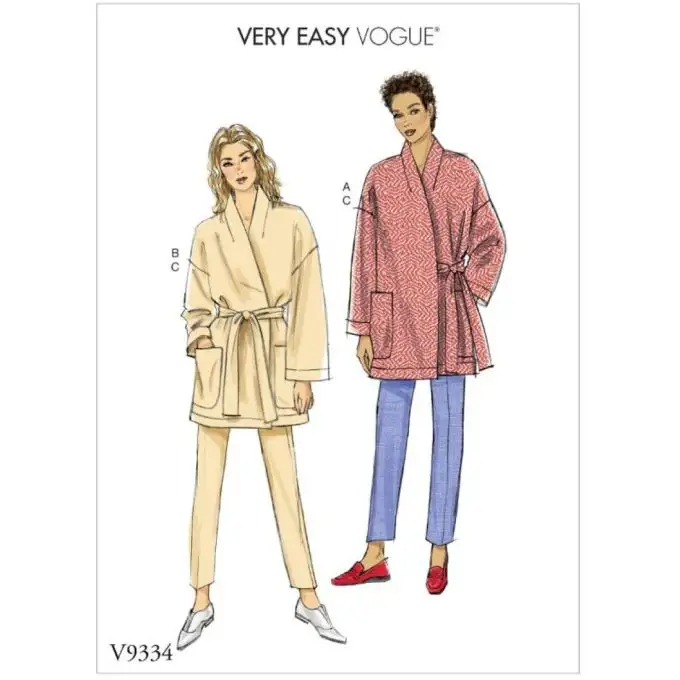 Modello Vogue 9334Y completo kimono donna giacca cintura e pantaloni - dalla taglia 32 alla 42