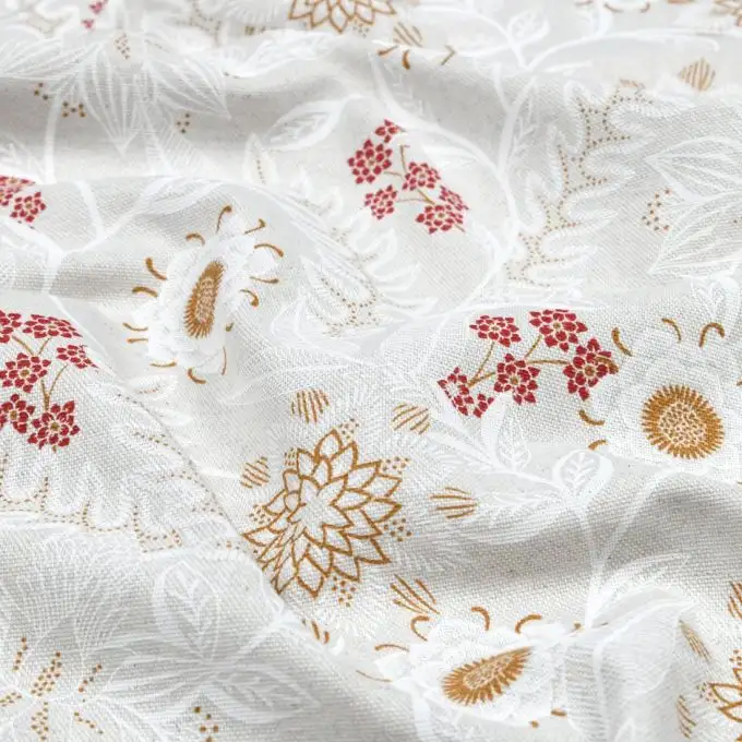 Tessuto di cotone spesso rivestito stampato fiore delicato bianco