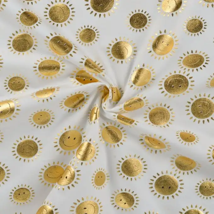 Maglia jersey cotone foil stampata sole foil bianco